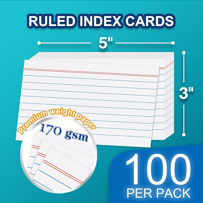 H4D 3x5 Index Card Case with 100 Heavyweight Ruled Index Cards and Dividers - Image 4