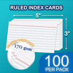 H4D 3x5 Index Card Case with 100 Heavyweight Ruled Index Cards and Dividers - Image 4