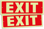 iSYFIX Exit Glow in the Dark Sign – 2 Pack 12x4 Inch – 40 mil Thick Polystyrene by iSYFIXPREMIUMSIGNS