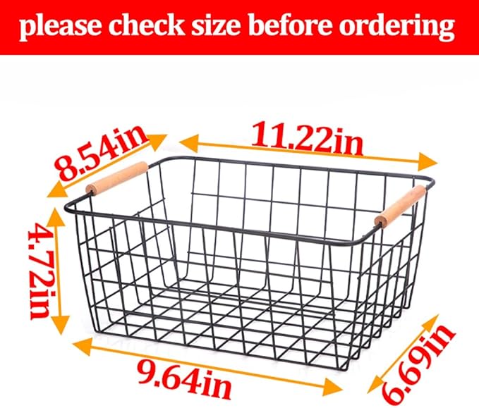HDYOUDO Metal Black Wire Basket, Food Storage Basket Organizer - Image 2