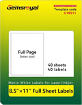 Gemsroyal 8.5"×11" Full Sheet Shipping Labels Printable, 8.5×11 inch White by Gemsroyal