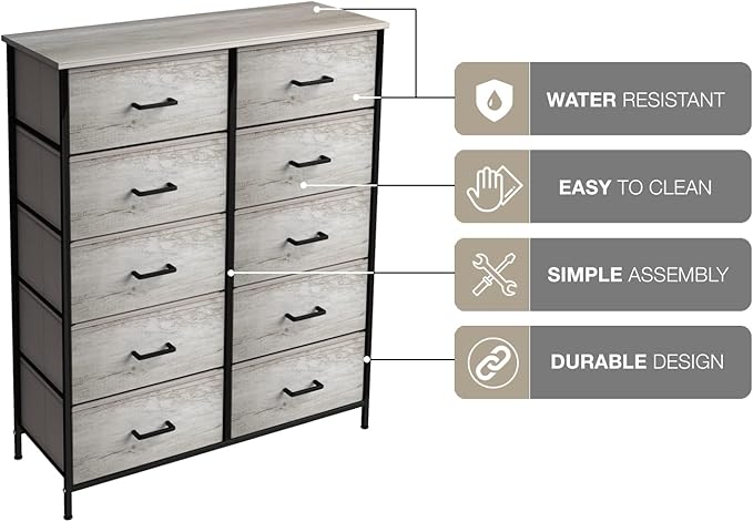 Sorbus Dresser with 10 Faux Wood Drawers - Image 6