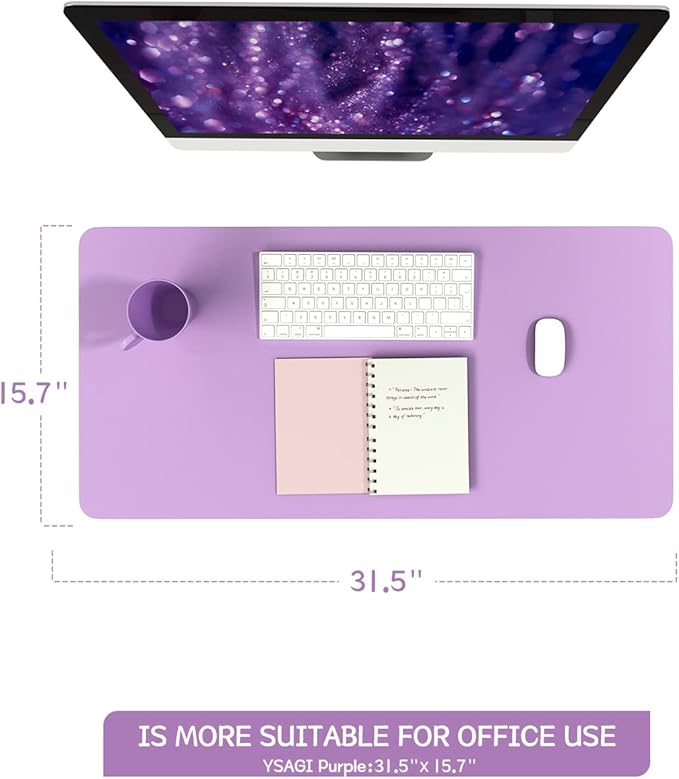 YSAGi Non-Slip Leather Desk Pad, Waterproof Laptop Computer Desk Keyboard Mat - Image 2