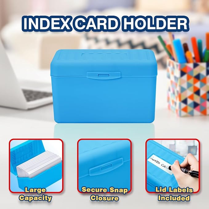 H4D 3x5 Index Card Holder with 100 Heavyweight Ruled Index Cards and 25 Plastic - Image 3