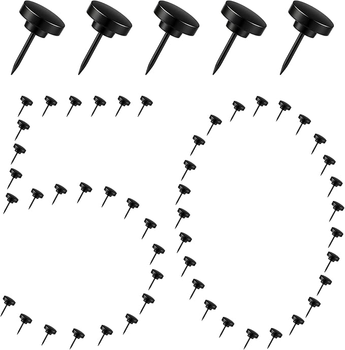 50Pcs Black Metal Push Pins for Bulletin Board, Flat Thumb Tacks, Heavy Duty by Unknown