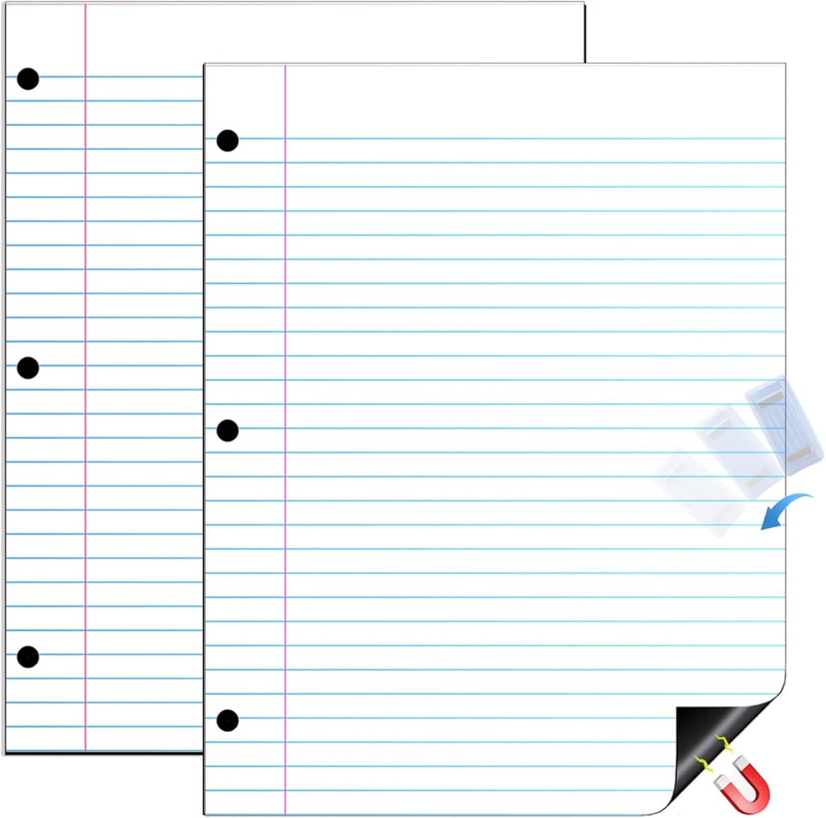 24X31 Magnetic Notebook Giant Whiteboard Paper,Lined 1",2 Pieces