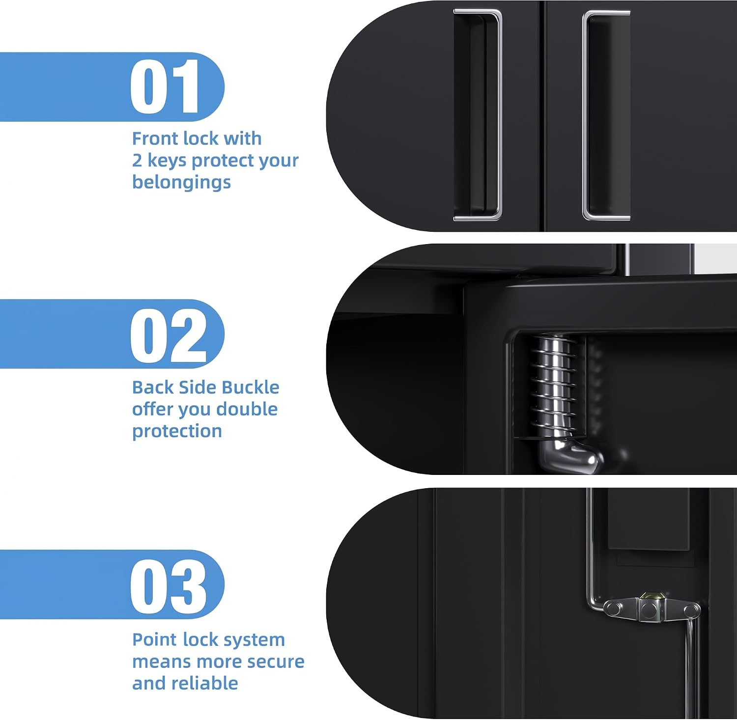 55-Inch Lockable Metal Storage Cabinet with 3 Shelves, Black | 15.75"D x 31.50"W x 55.12"H; 3 adjustable shelves, 120 lb each; lock with 2 keys; assembly required.