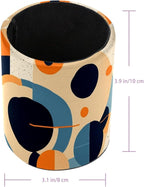 Leather Pen Holder for Desk Geometric Cube Pattern Pencil Cup Desktop Organizer - Image 3