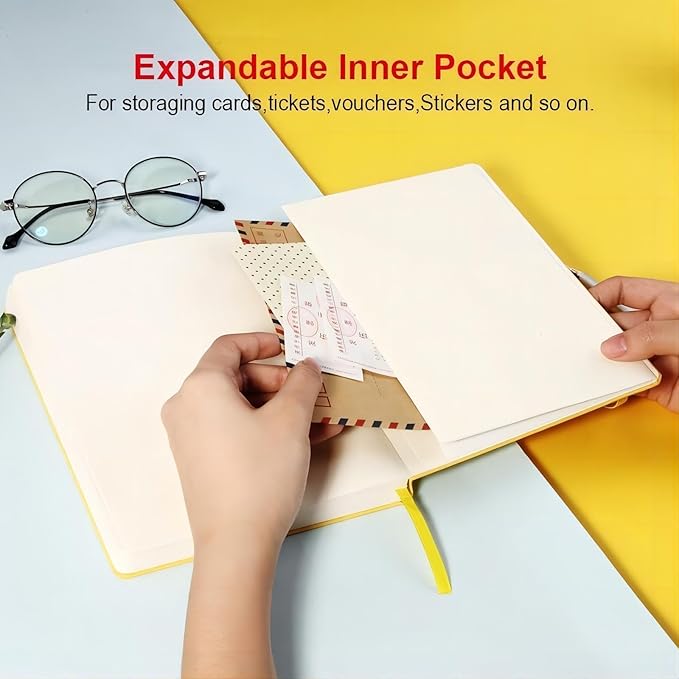 POPRUN A5 Lined Journal Notebooks, Leather Hardcover Thick Notebook - Image 4