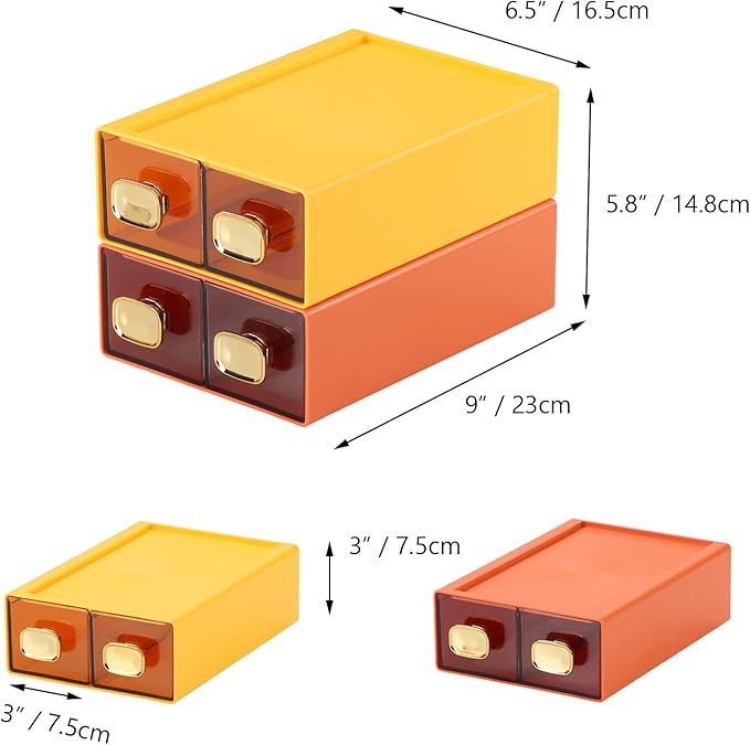 Spacious Desk Drawers, Stackable Desktop Organizer, Plastic Storage Box - Image 3