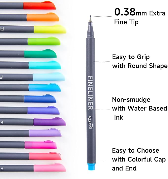 Shuttle Art Fineliner Pens, 100 Colors 0.38mm Fineliner Color Pen Set Fine Line - Image 3