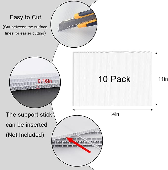 Poster Board 11" x 14", 10 Pack White Corrugated Plastic Board, 3/16 Inches - Image 6