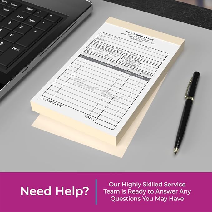 Custom 4.25" x 7" Carbonless NCR Books in 2-Part Duplicate Invoices, Work Orders - Image 2