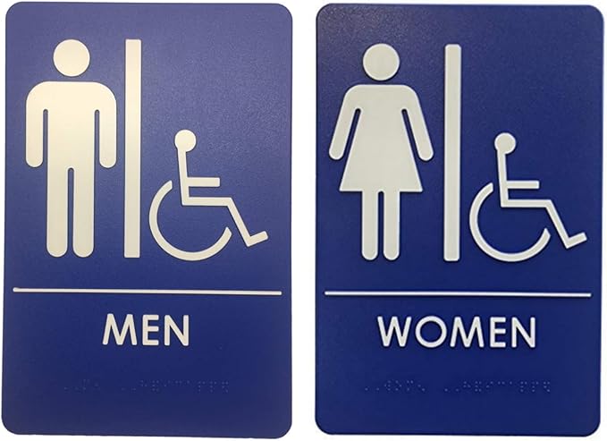 USA Made - Men's and Women's Restroom Signs ADA-Compliant Bathroom Door Signs by RockRidge