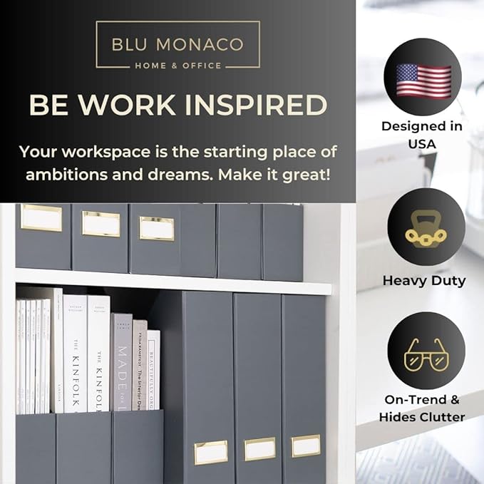 BLU MONACO | Set of 6 Foldable Grey Magazine File Holders - Image 2