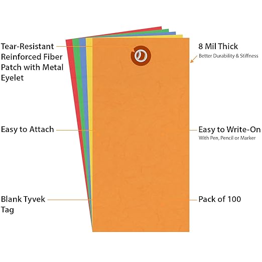 SmartSign 4.75 x 2.375 inch Multi Colored Blank Tyvek Shipping Tags - Image 4