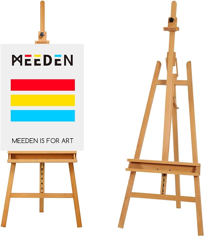 MEEDEN Large Painters Easel Adjustable Solid Beech Wood Artist Easel, Studio by MEEDEN