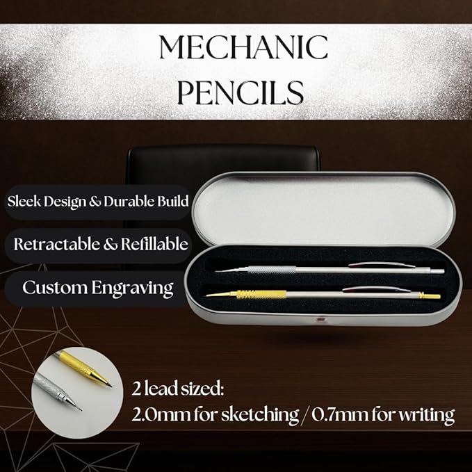 ELMA VADA STUDIO Custom Engraved Mechanical Pencil Set – Personalized 0.7mm & - Image 4