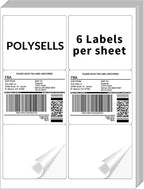 POLYSELLS Self Adhesive 3-1/3'' x 4'' Address Shipping Labels, 6UP White by POLYSELLS