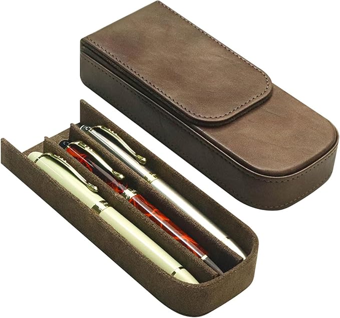 MIVLXLX Leather Triple Pen Case Pencil Pouch Holder - Image 6