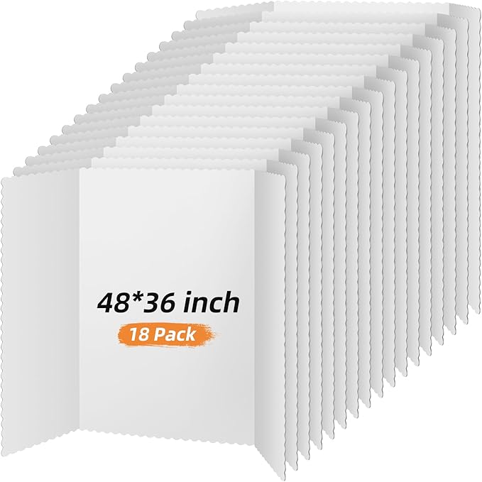 Ctosree 18 Pcs 48 * 36inch Tri Fold Poster Board Bulk, Science Fair Project by Ctosree