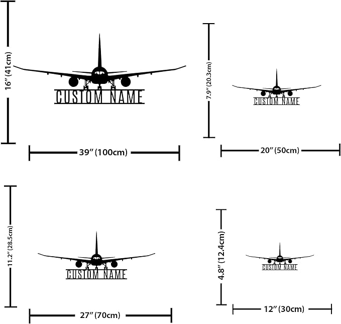 Personalized Metal Airplane Wall Art, Airplane Name Sign, Customized Pilot Name - Image 4