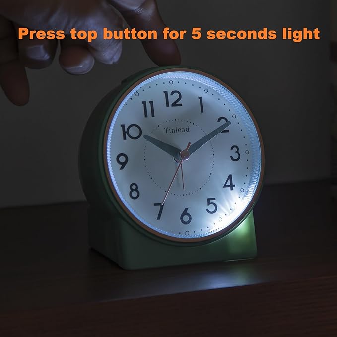 Tinload 4.3" Retro Analog Alarm Clock, Vintage Decor, No Ticking Silent - Image 5
