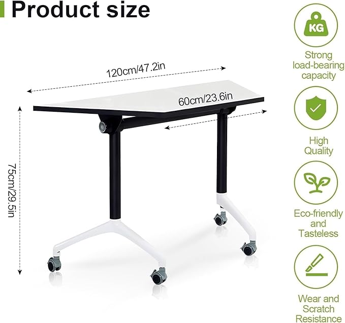Foldable Conference Room Tables, Flip Top Mobile Training Table, Modern Meeting - Image 2