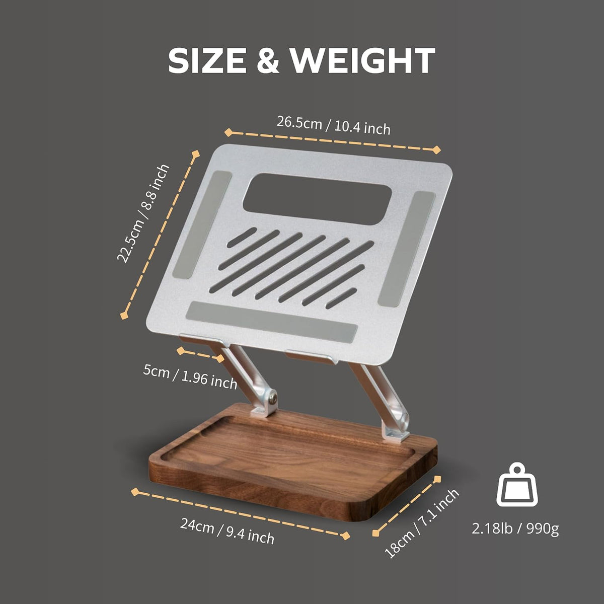 muso wood Laptop Stand for Desk, Laptop Riser with Walnut Storage Base