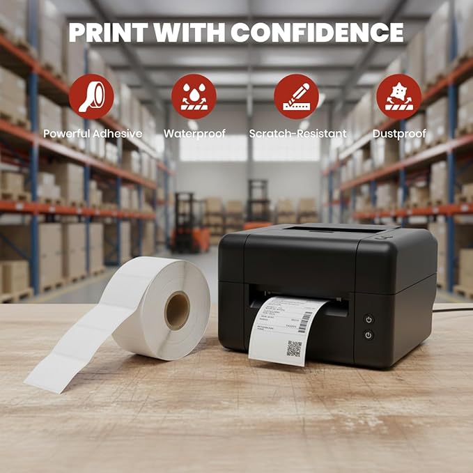 1 1/2" × 1" Direct Thermal Printer Labels, 10 Rolls, 000 Matte White Thermal - Image 5