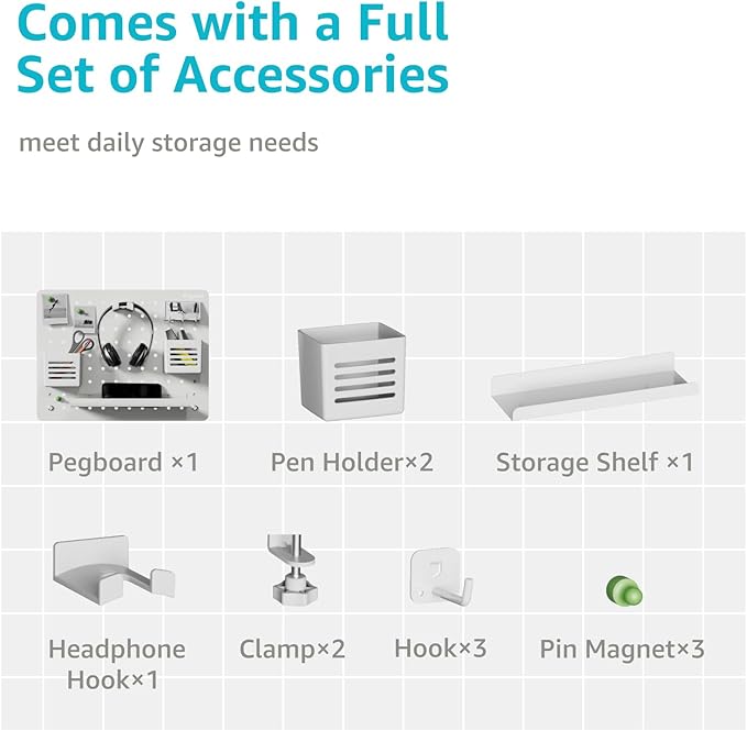 PEGZONE Clamp-on Desk Pegboard, Desk Organizer - Image 5
