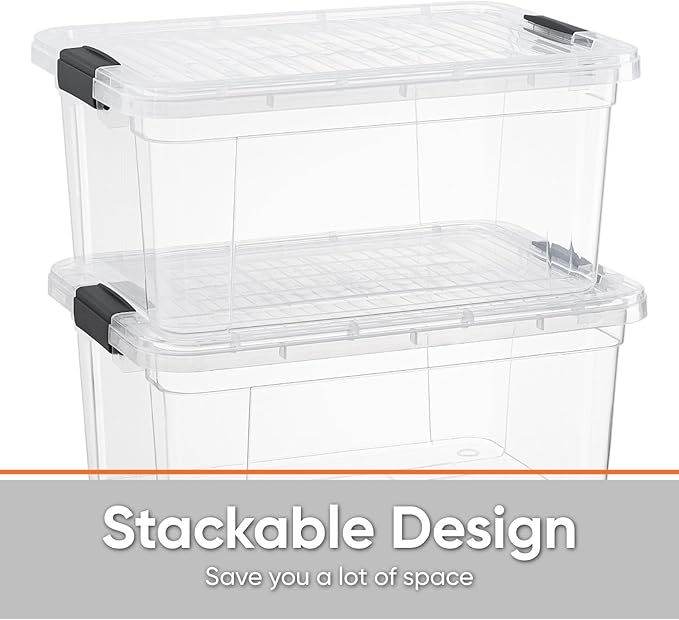 Superio Storage Bins with Lids- 2 Pack, 1.85 Qt Clear Boxes - Image 3