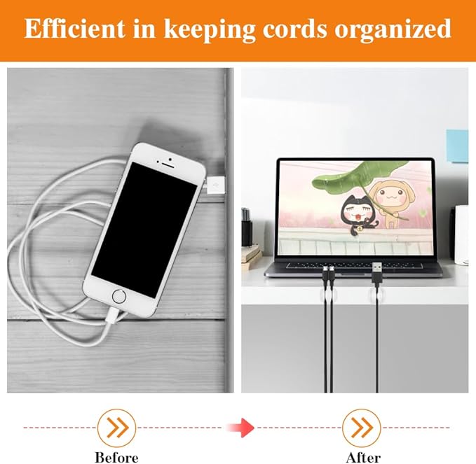 Shintop Cable Clips, 16 Pack White Cord Holder Adhesive Cable Organizer Wire - Image 5