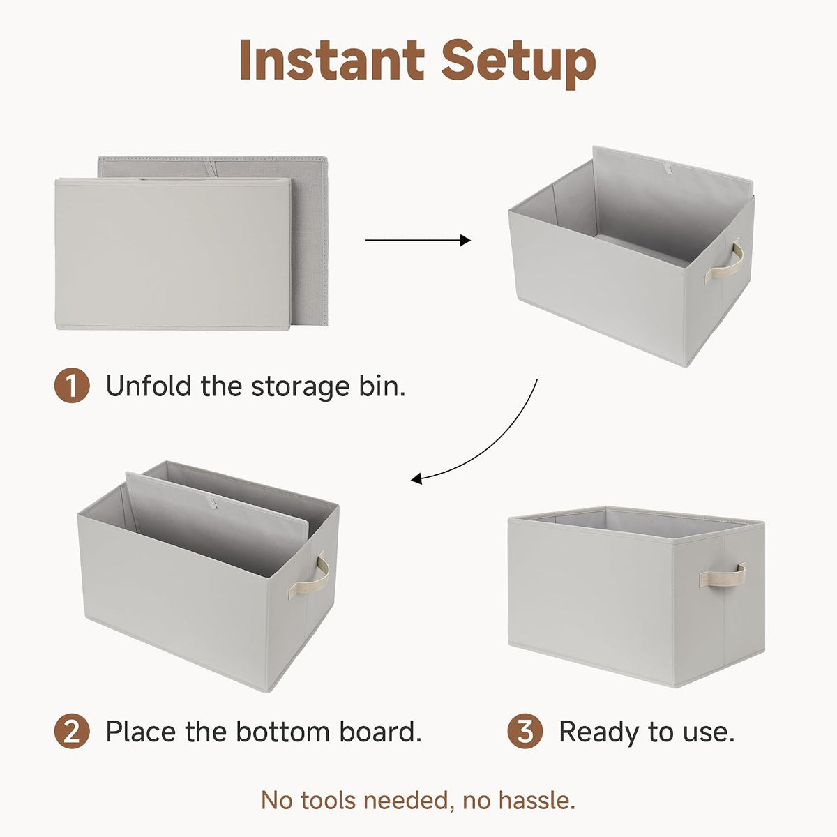 StorageWorks Closet Storage Bins, Pale Gray, Large, 3-Pack
