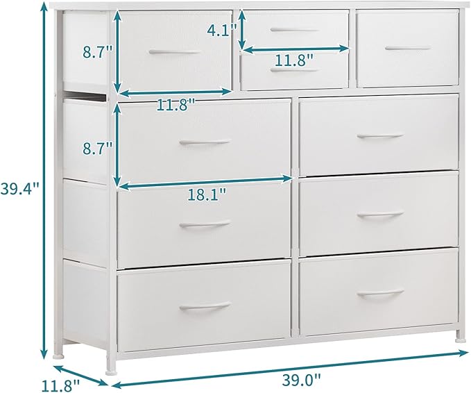 LUMTOK 10-Drawer Dresser, Fabric Storage Dressers Drawers - Image 3
