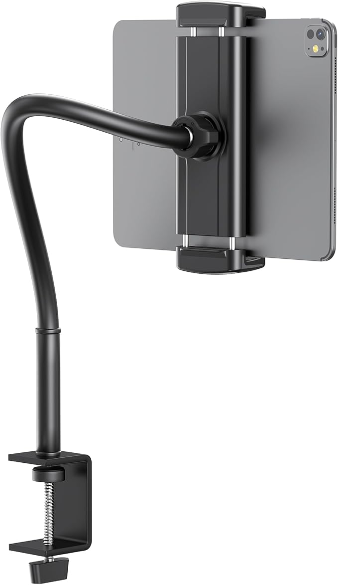 TeQable Tablet Stand for Desk, Gooseneck iPad Holder Clamp Mount, 360° by TeQable