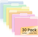 SUNEE File Folders, 30 Pack Manilla Folders 8.5 x 11, Colored File Folders Home by SUNEE