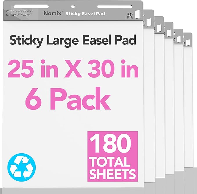 Nortix Flip Chart Paper, Sticky Easel Pads, Chart Paper by Nortix