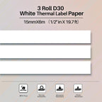 Phomemo Labels, D30/D30D Label Tape, Continuous Labels 0.59"×19.69ft | Name Labels, Print Master Labels Refills, Thermal Self-Adhesive, Black on White, Home/Office/School Use, 3-Roll