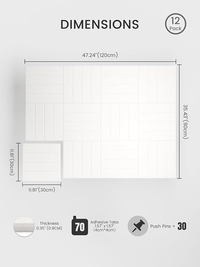 Bumusty Large Cork Board Alternative-47 x35 Felt Bulletin Board Tiles, - Image 2