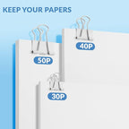 NEEWAY 100 Count Binder Clips Assorted Sizes, Paper Binder Clips, Metal Paper - Image 4