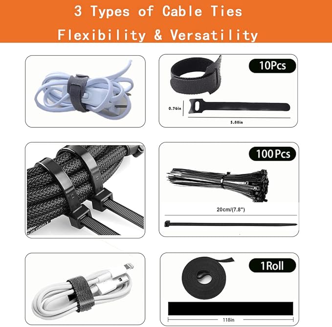 319pcs Cable Management Organizer Kit, Desk Cord Organizer, 98 Adhesive Cable - Image 4