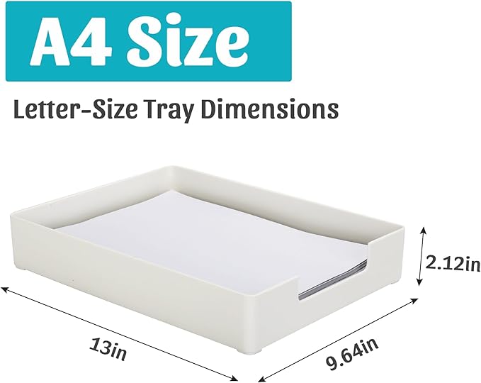 AZFUNN Letter-Size Tray Desk Letter Tray Paper Tray, Sturdy Heavy-Duty Plastic - Image 2