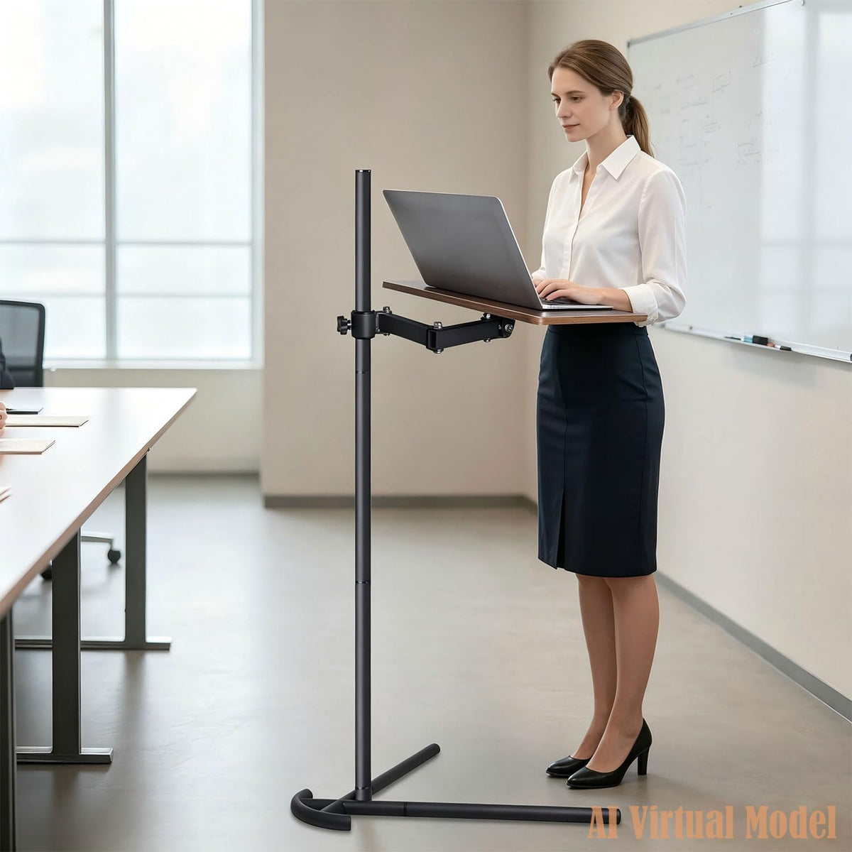 Adjustable Laptop Floor Stand for Bed, Couch, and Standing Desk Use, Large Si...