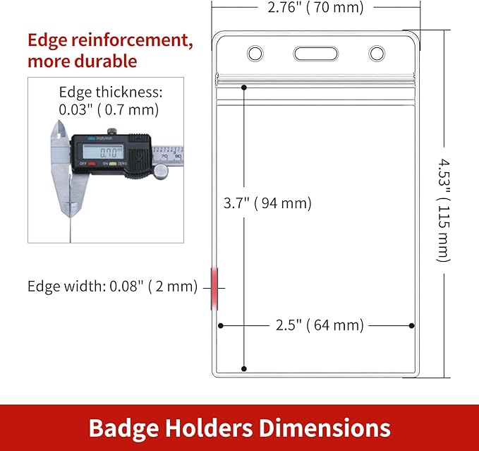 Turxayox 100 Pcs Clear ID Badge Holder, Vertical Plastic Name Tag Protector - Image 5