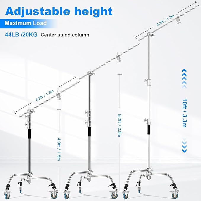Soonpho Adjustable 10ft/3.3m Heavy Duty Light Stand - Image 2