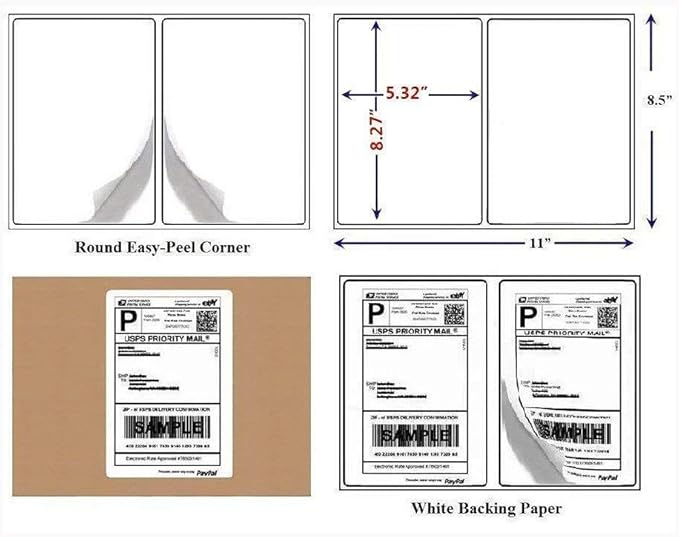 BESTEASY Round Corner Half Sheet Self Adhesive Shipping Labels - Image 2