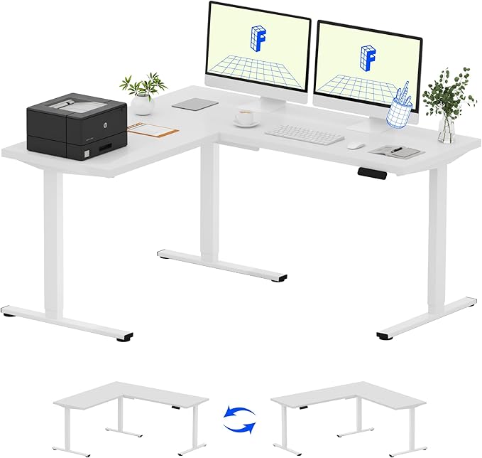 FLEXISPOT L Shaped Standing Desk, 63 x 55 Inch Electric Height Adjustable by FlexiSpot
