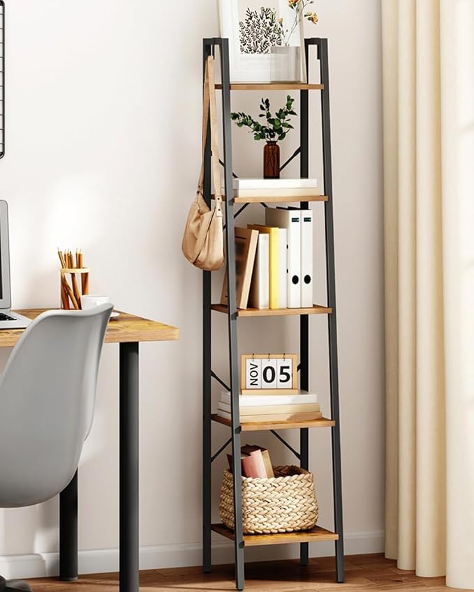 Hzuaneri Ladder Shelf, Bookshelf Bookcase, Freestanding Corner Storage Shelve - Image 6