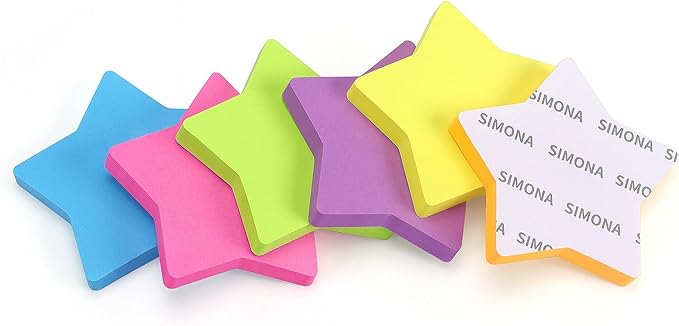SIMONA Star Shape Sticky Notes 6 Color Bright Colorful Sticky Pad 75 Sheets/Pad - Image 8